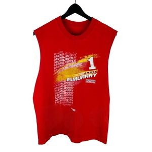 Mens Y2K Jamie McMurray NASCAR Red Race Tank Top Graphic Shirt Size L